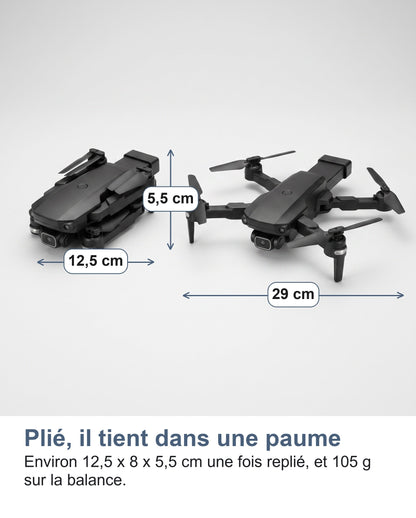 Le mini drone plié et déplié