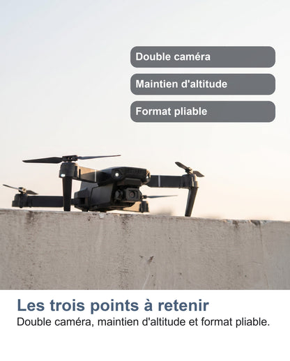 Le mini drone posé sur un muret