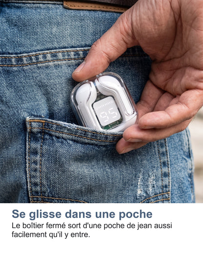Se glisse dans une poche Le boîtier fermé sort d'une poche de jean aussi facilement qu'il y entre.