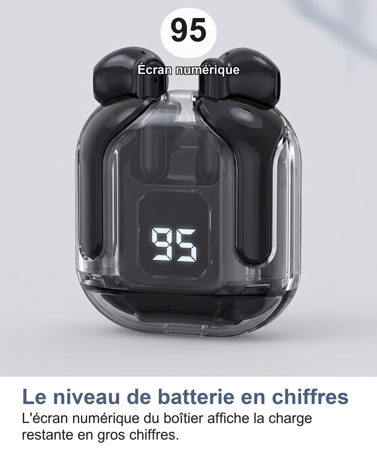 Le niveau de batterie en chiffres L'écran numérique du boîtier affiche la charge restante en gros chiffres.