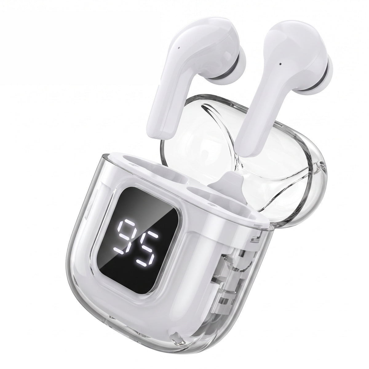 Écouteurs Sans Fil Bluetooth, Boîtier Transparent à Écran de Charge