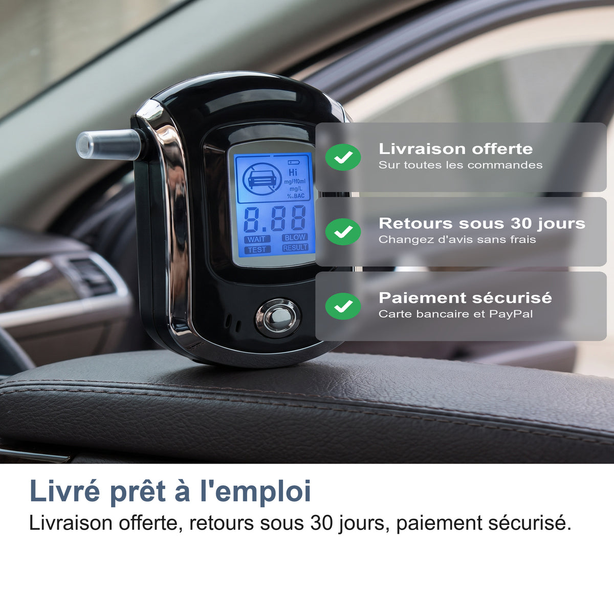 Livré prêt à l'emploi Livraison offerte, retours sous 30 jours, paiement sécurisé.