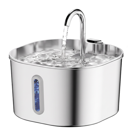 Fontaine à eau pour chat 2,2 L en inox poli