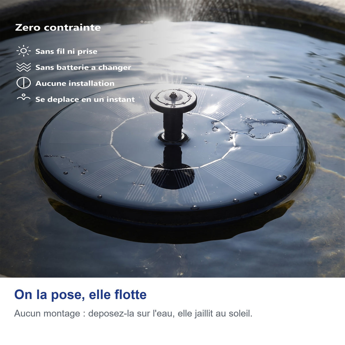 On la pose, elle flotte