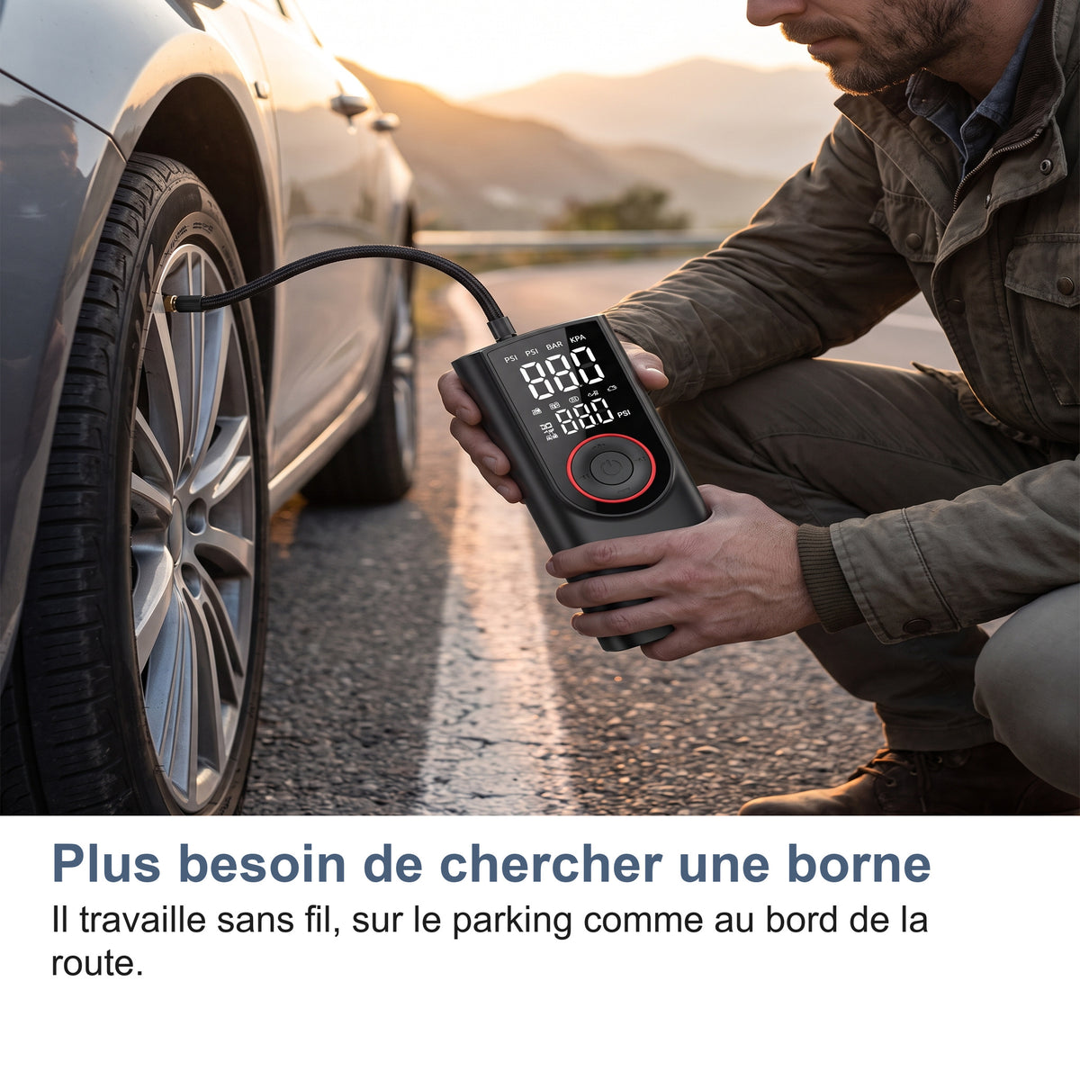 Plus besoin de chercher une borne Il travaille sans fil, sur le parking comme au bord de la route.