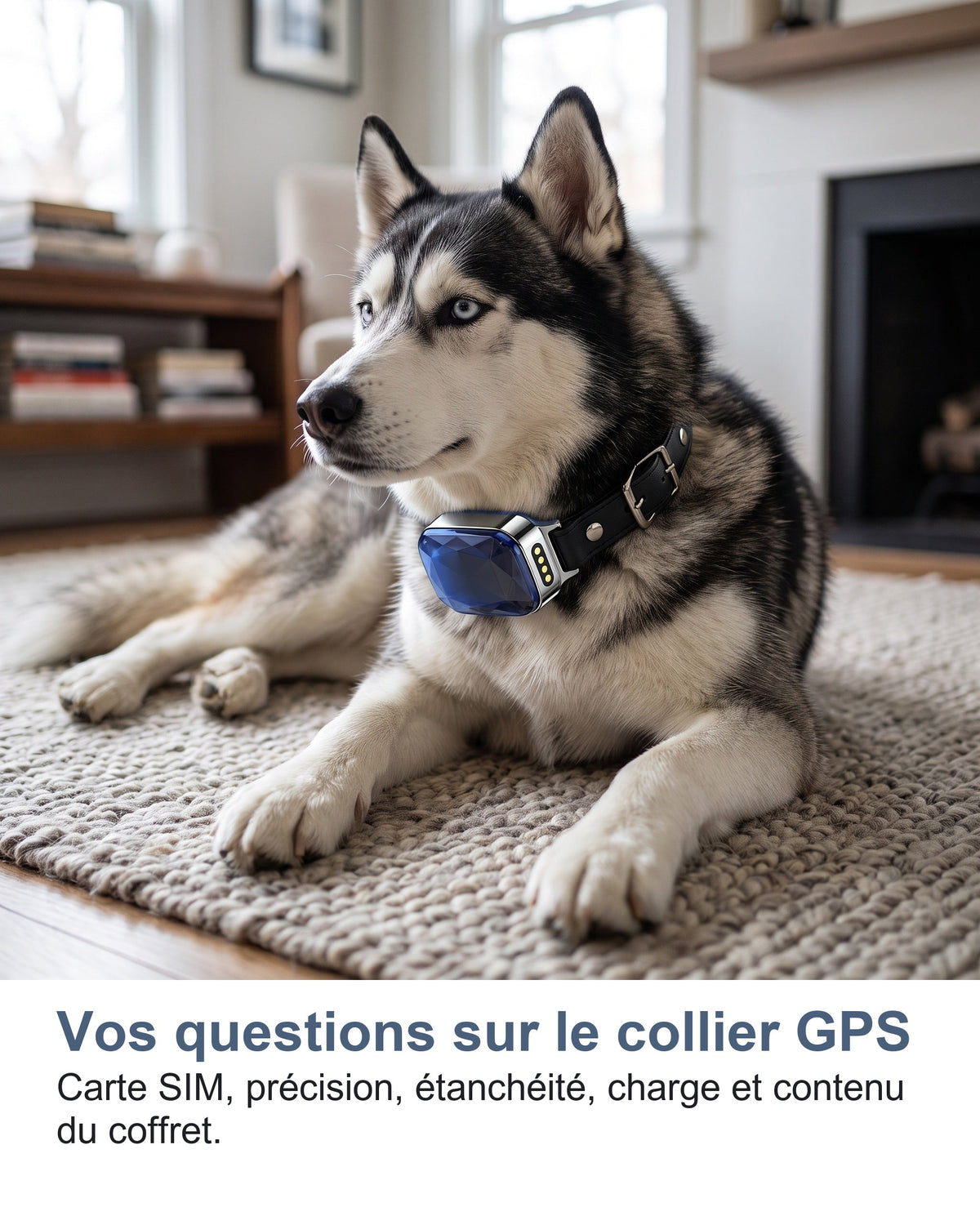 Vos questions sur le collier GPS Carte SIM, précision, étanchéité, charge et contenu du coffret.