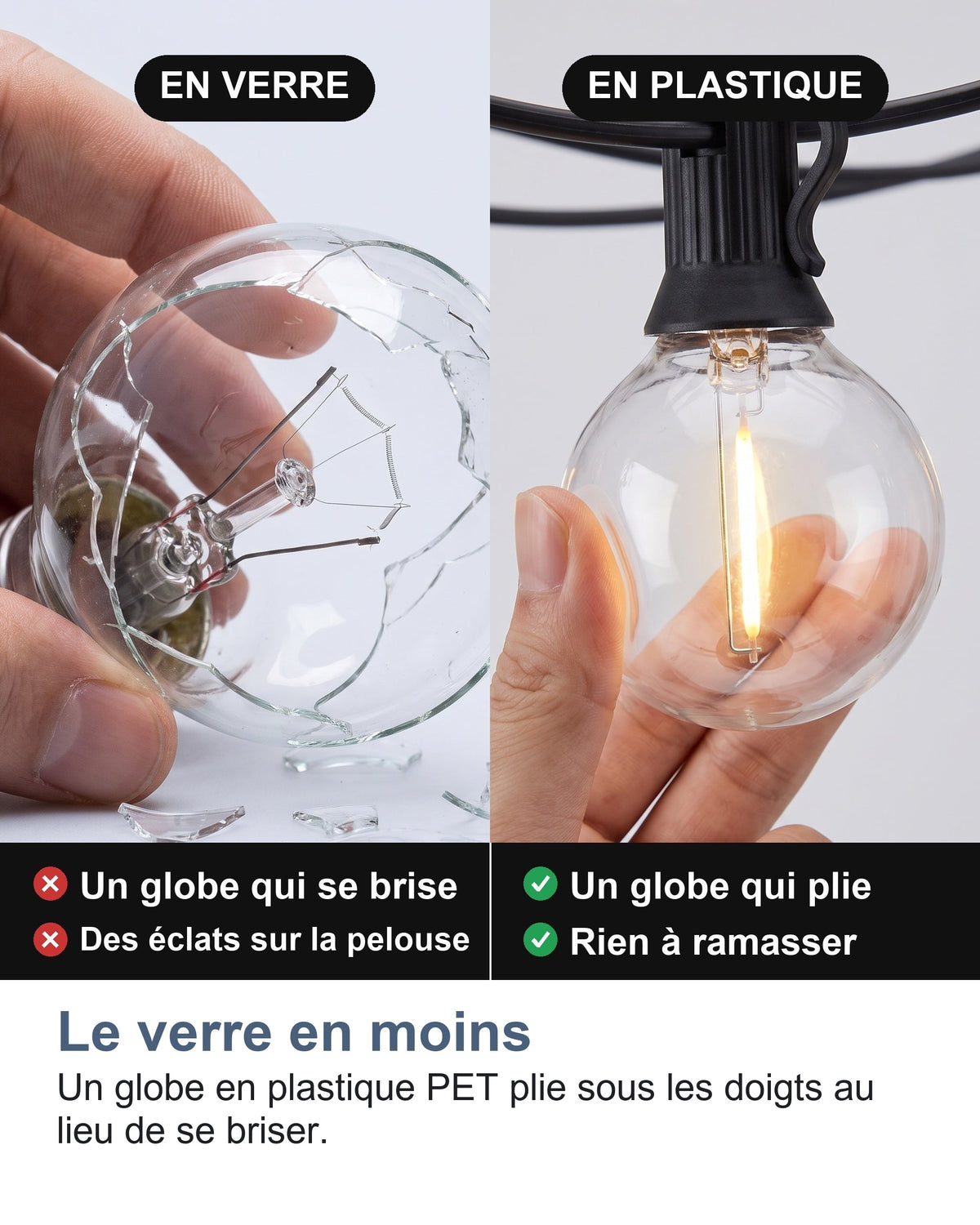 Le verre en moins Un globe en plastique PET plie sous les doigts au lieu de se briser.