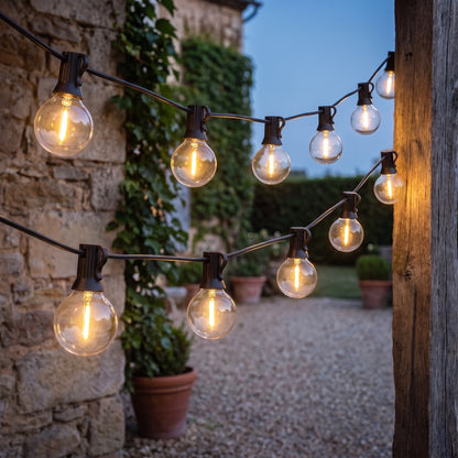 Guirlande Guinguette Extérieure Solaire, 16,5 m et 50 Ampoules LED