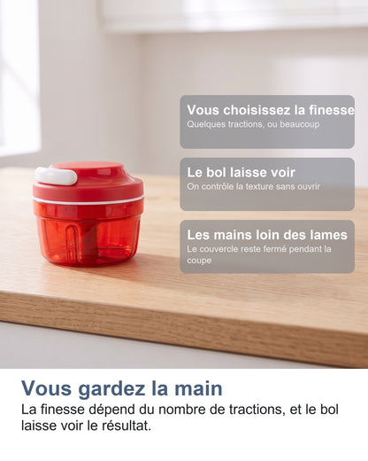 Vous gardez la main. La finesse dépend du nombre de tractions, et le bol laisse voir le résultat.