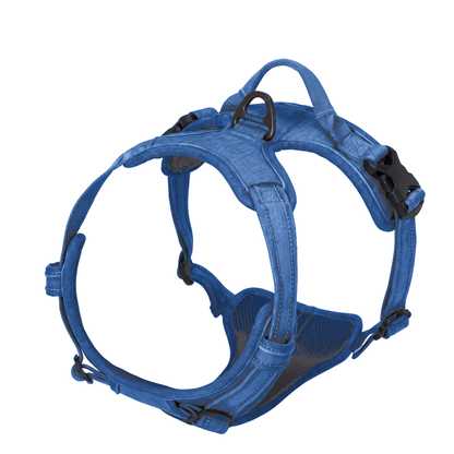 Harnais chien anti traction réglable, coloris bleu