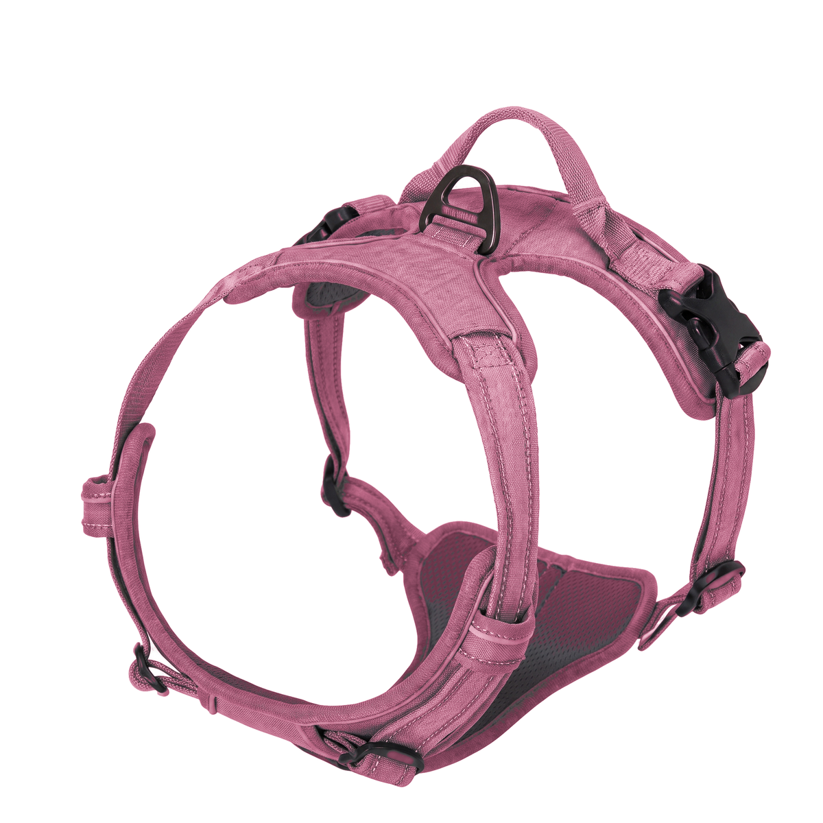 Harnais chien anti traction réglable, coloris rose