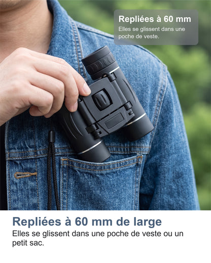 Repliées à 60 mm de large. Elles se glissent dans une poche de veste ou un petit sac.