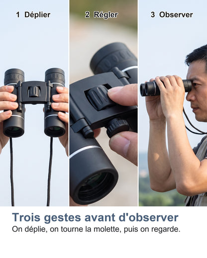 Trois gestes avant d'observer. On déplie, on tourne la molette, puis on regarde.