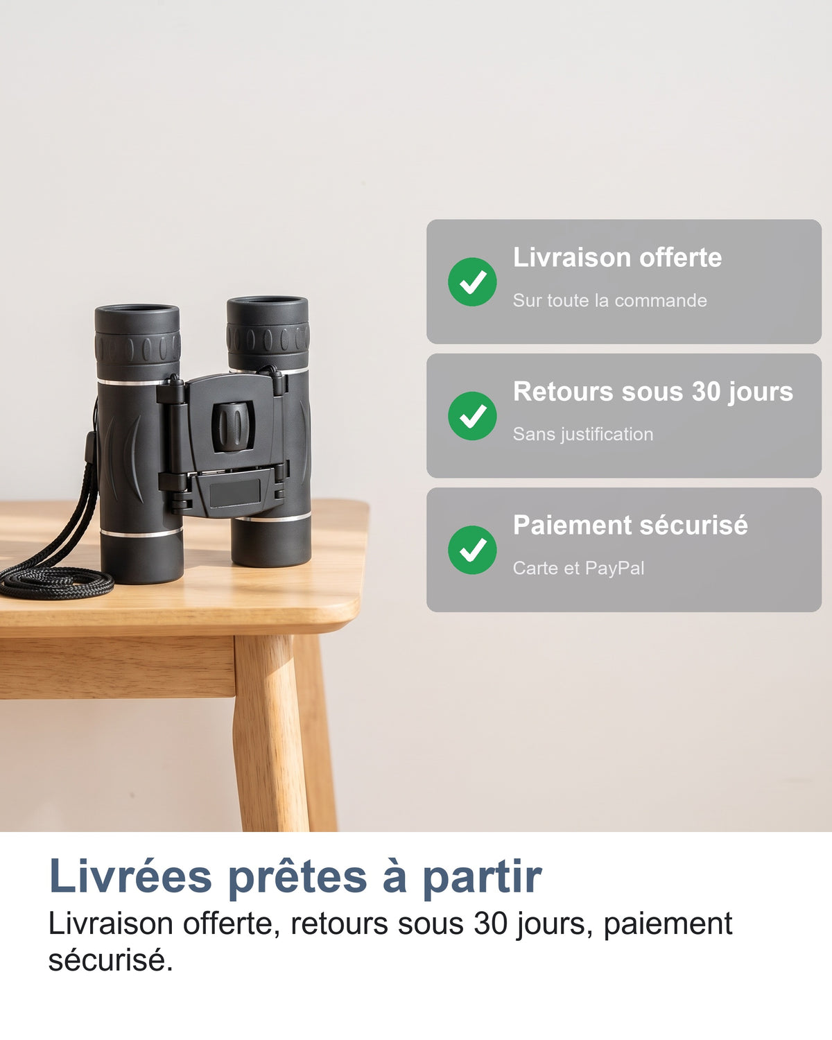 Livrées prêtes à partir. Livraison offerte, retours sous 30 jours, paiement sécurisé.