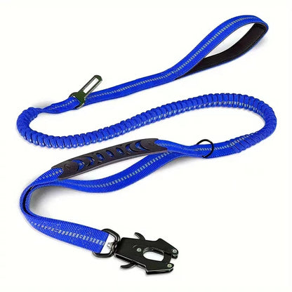 Laisse pour chien élastique anti-traction réfléchissante, coloris bleu roi