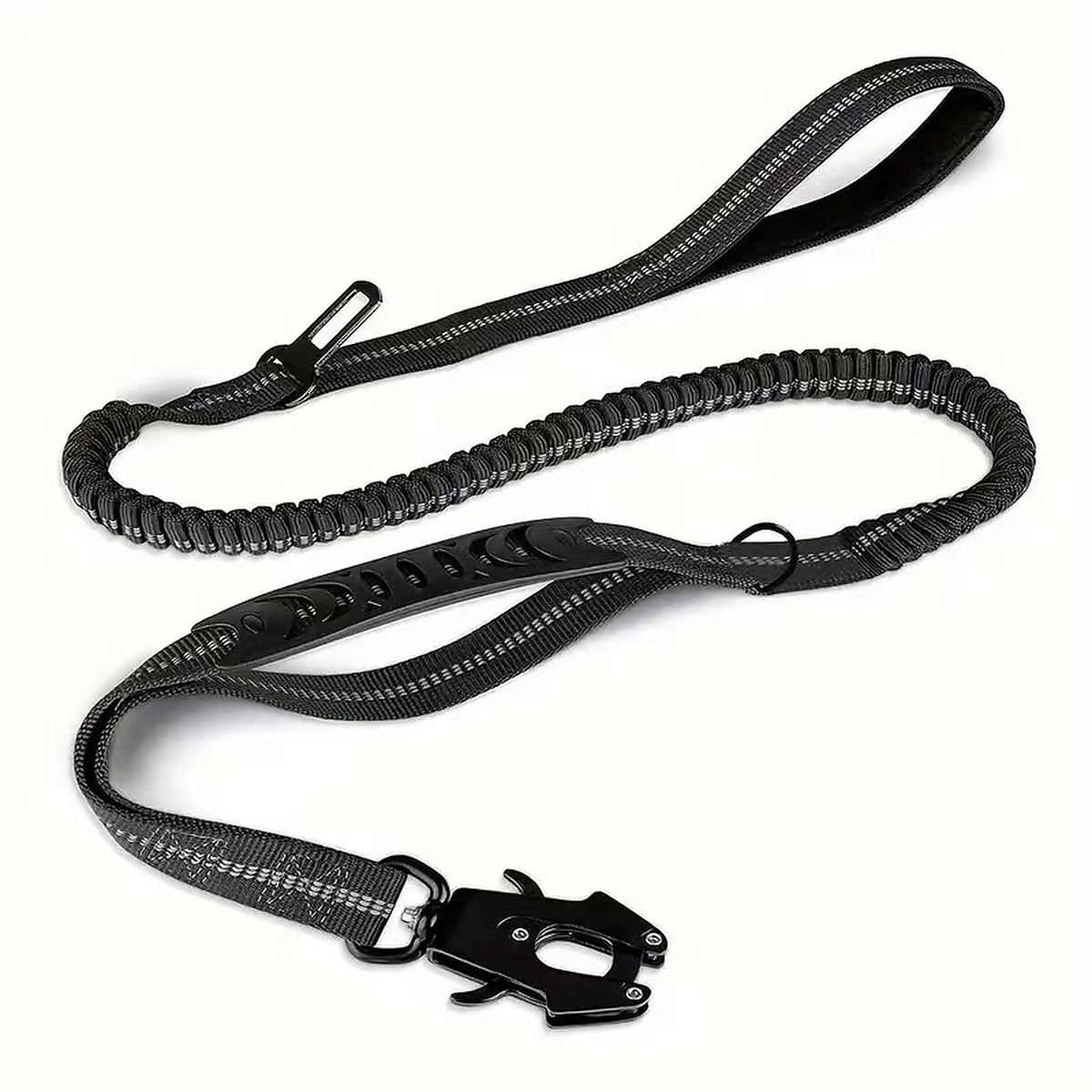 Laisse pour chien élastique anti-traction réfléchissante, coloris noir