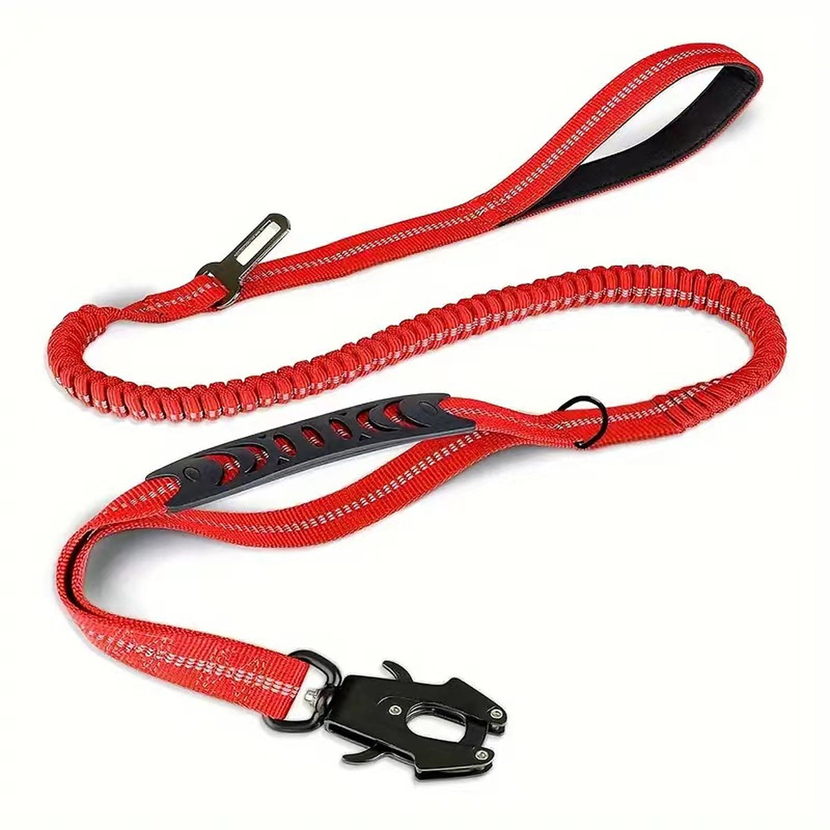 Laisse pour chien élastique anti-traction réfléchissante, coloris rouge