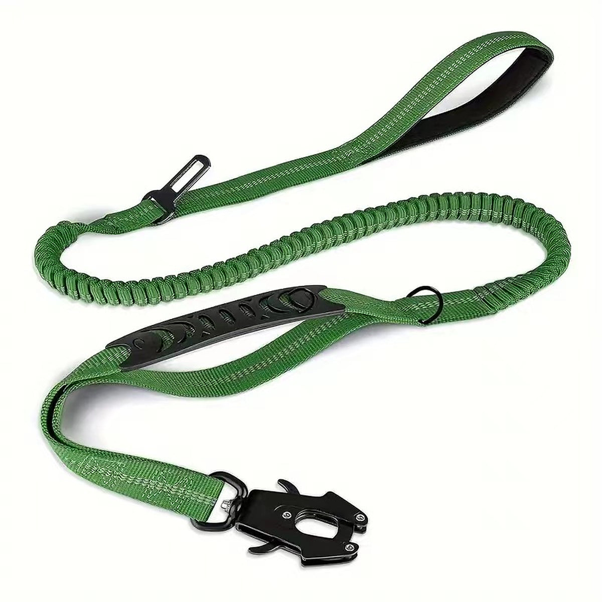 Laisse pour chien élastique anti-traction réfléchissante, coloris vert armée