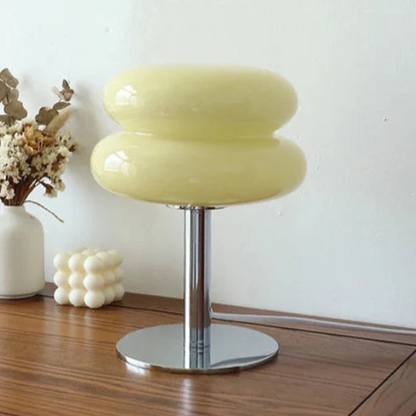 Lampe de table design Bauhaus en verre opalin, trois teintes de lumière, coloris crème