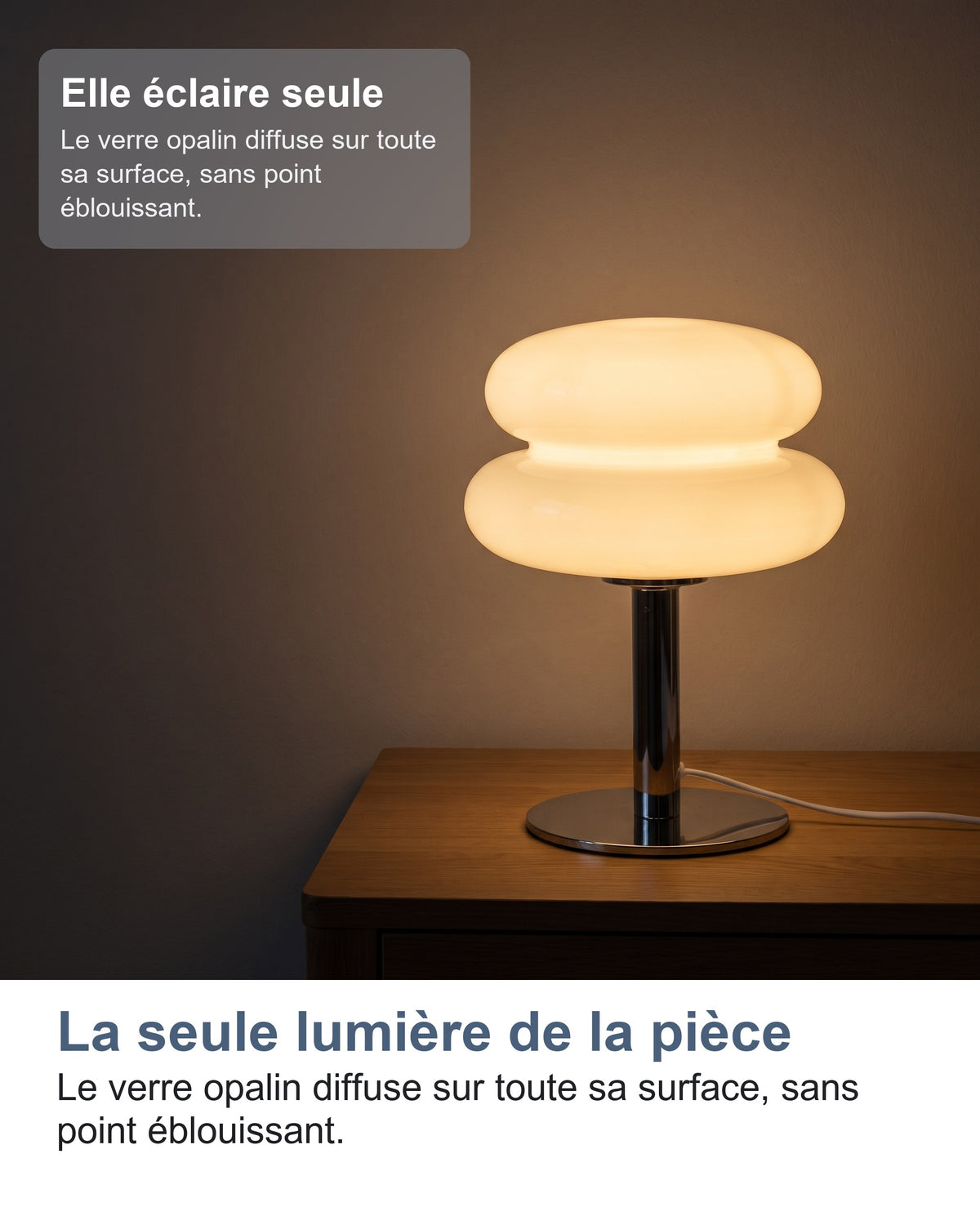 La lampe, seule source de lumière d'une chambre le soir