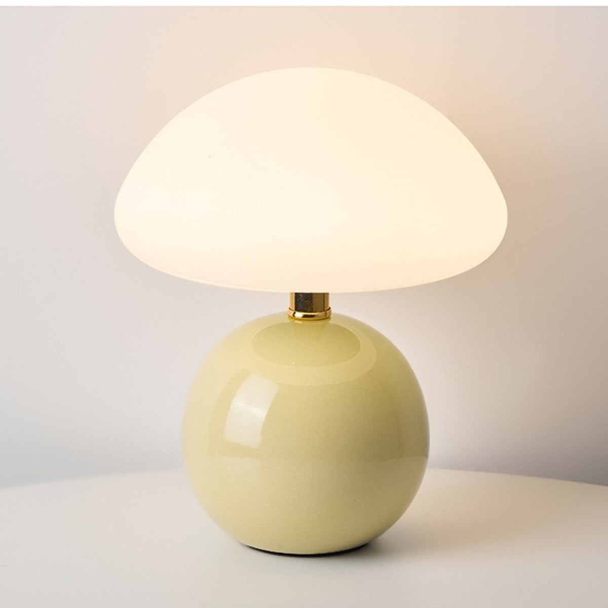 Lampe champignon en ceramique tactile, coloris beige