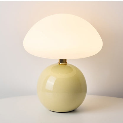Lampe champignon en ceramique tactile, coloris beige
