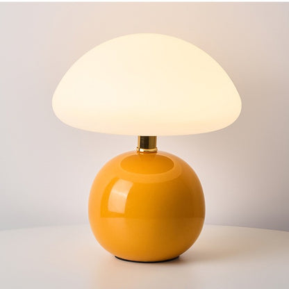 Lampe champignon en ceramique tactile, coloris orange