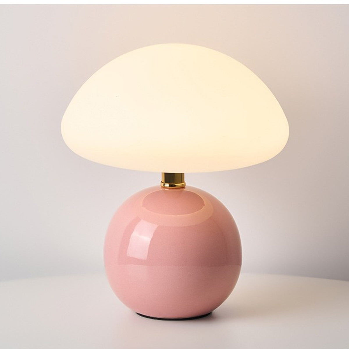 Lampe champignon en ceramique tactile, coloris rose