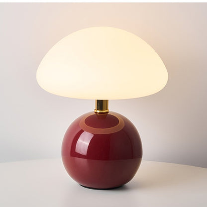 Lampe champignon en ceramique tactile, coloris rouge