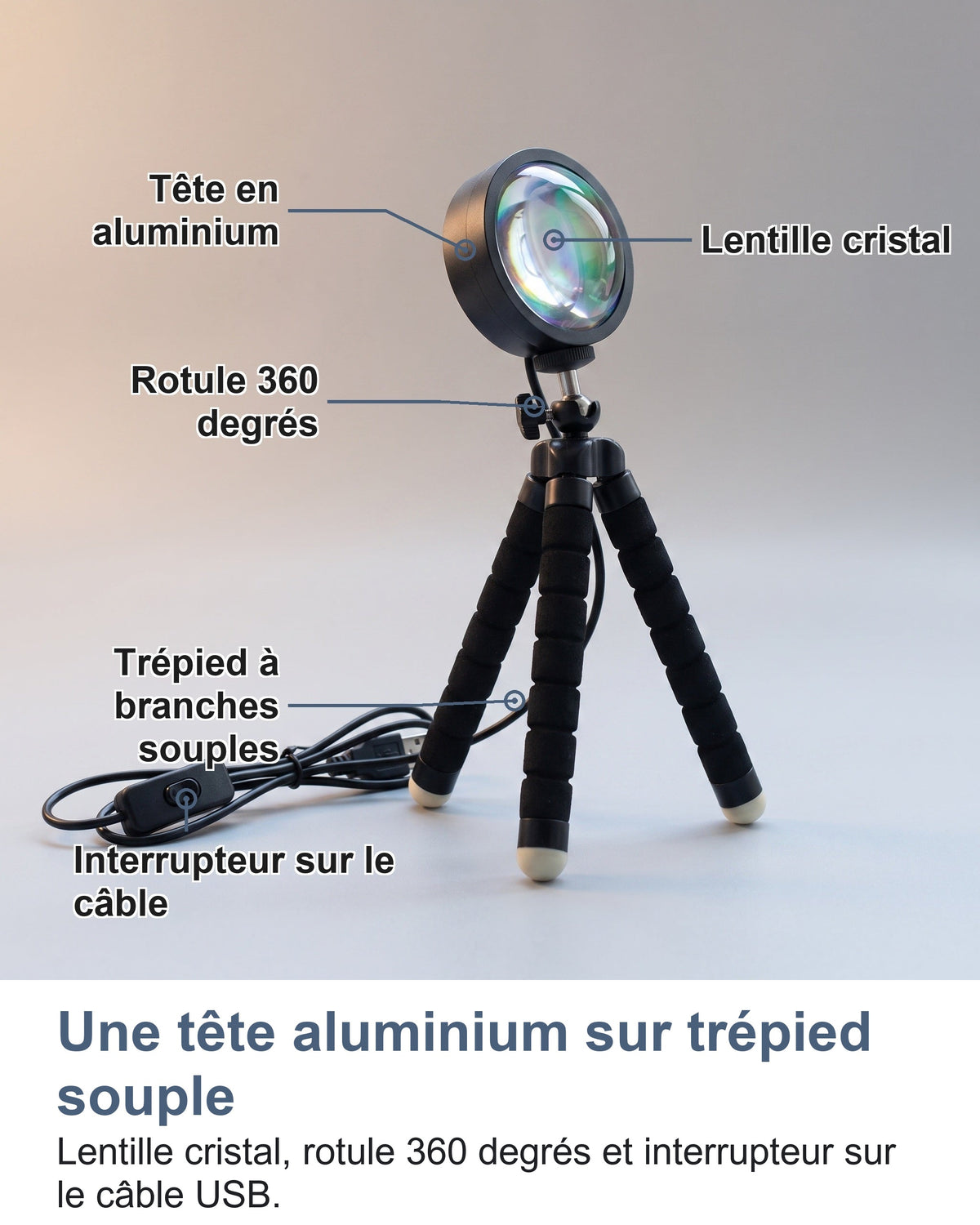 Une tête aluminium sur trépied souple