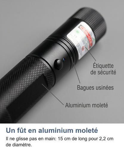Gros plan du fût moleté, des bagues usinées et de l'étiquette de sécurité