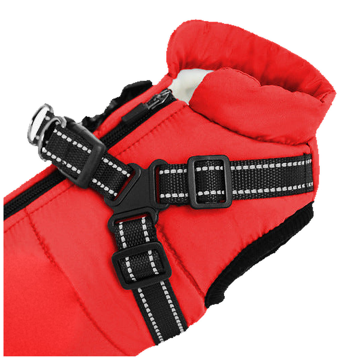 Manteau chien imperméable avec harnais intégré et anneau de laisse, autre angle