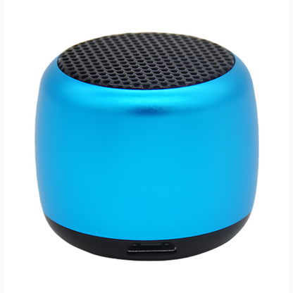 Mini enceinte Bluetooth métal, jumelage TWS et appels mains libres, coloris bleu
