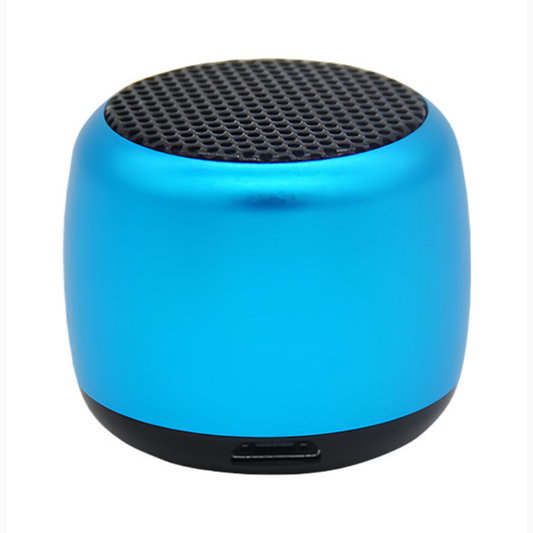 Mini enceinte Bluetooth métal, jumelage TWS et appels mains libres, coloris bleu