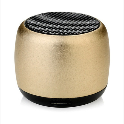 Mini enceinte Bluetooth métal, jumelage TWS et appels mains libres, coloris or doré