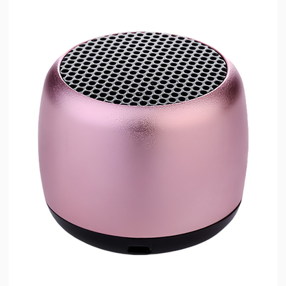 Mini enceinte Bluetooth métal, jumelage TWS et appels mains libres, coloris rose doré