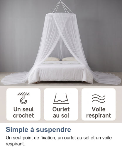 Trois atouts : un seul crochet, ourlet au sol et voile respirant