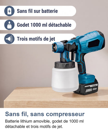 Sans fil, godet 1000 ml détachable et trois motifs de jet