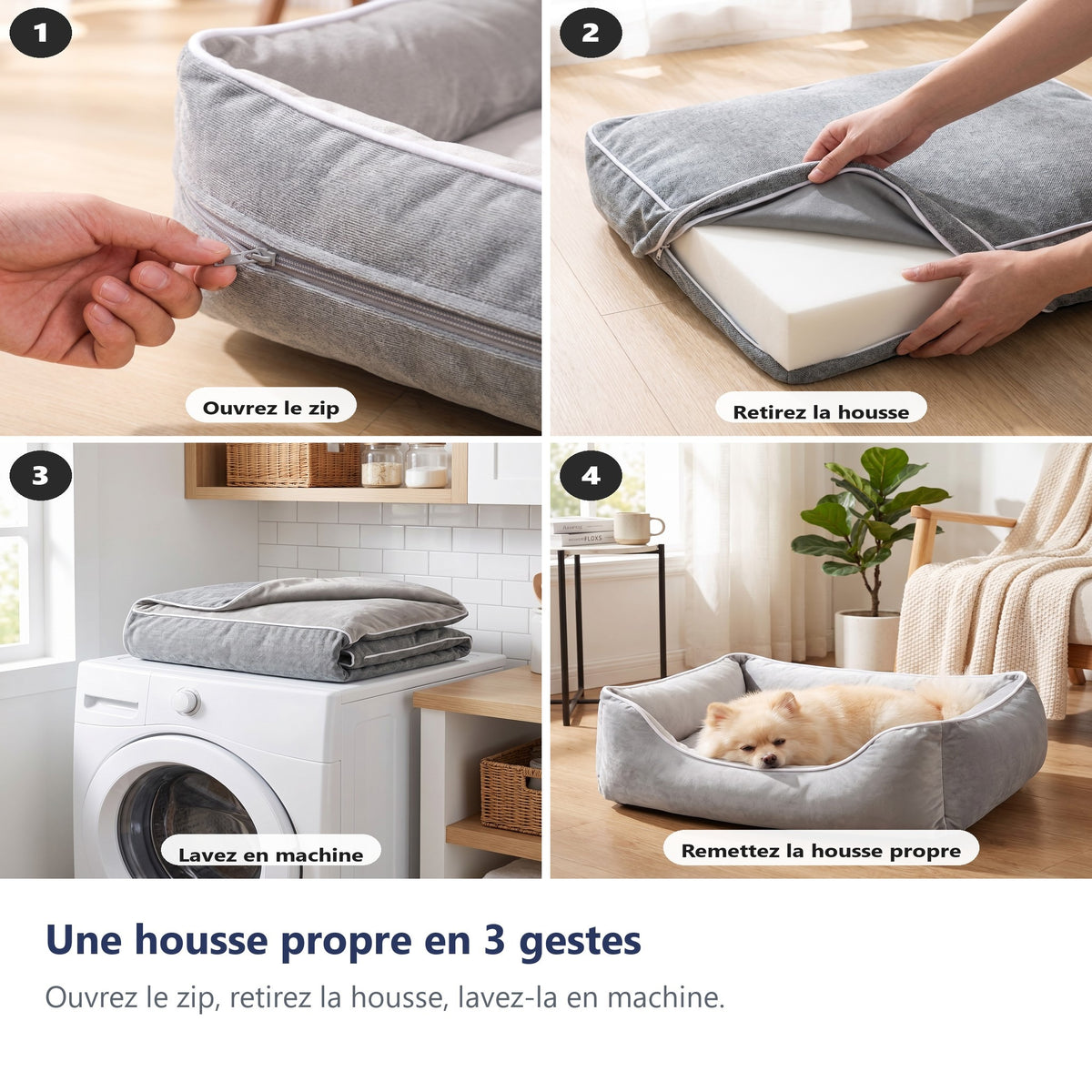 Une housse propre en 3 gestes