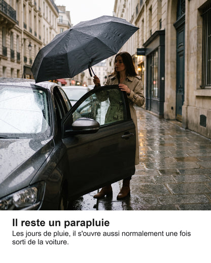 Il reste un parapluie Les jours de pluie, il s'ouvre aussi normalement une fois sorti de la voiture.