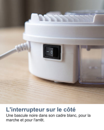 L'interrupteur sur le côté Une bascule noire dans son cadre blanc, pour la marche et pour l'arrêt.