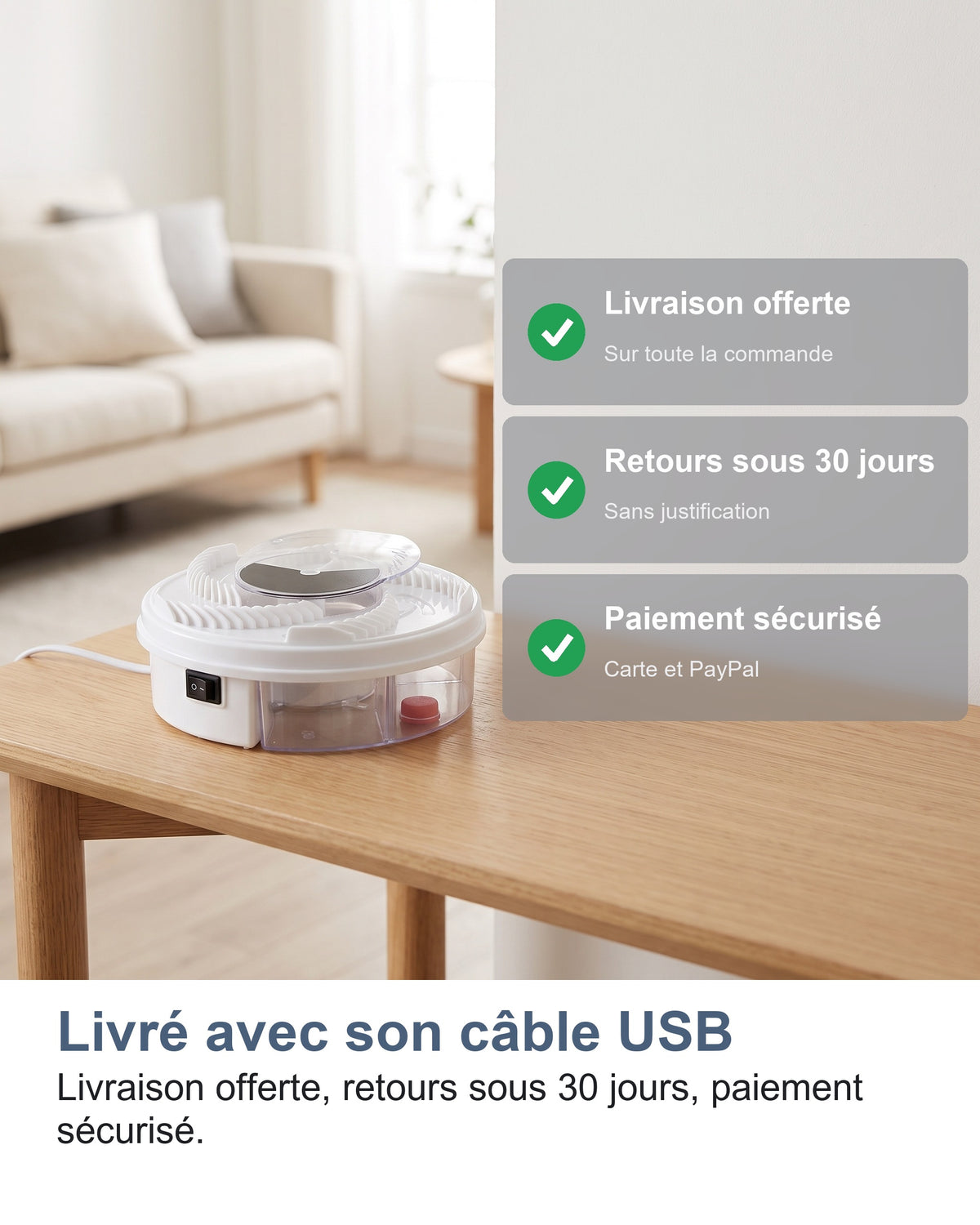 Livré avec son câble USB Livraison offerte, retours sous 30 jours, paiement sécurisé.