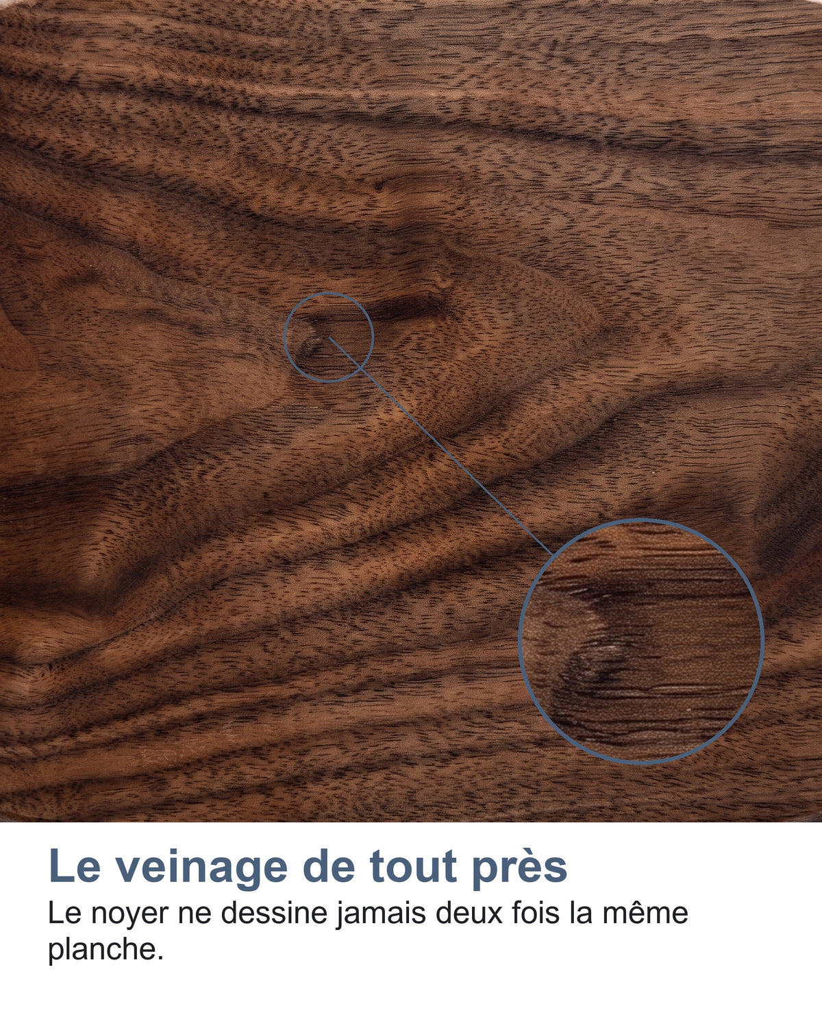 Le veinage de tout près Le noyer ne dessine jamais deux fois la même planche.