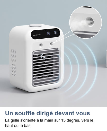 Souffle dirigé vers l'avant depuis la grille, zoom sur une buse de brumisation