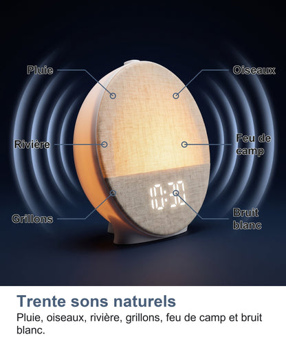 Les trente sons naturels diffusés par le réveil lumineux