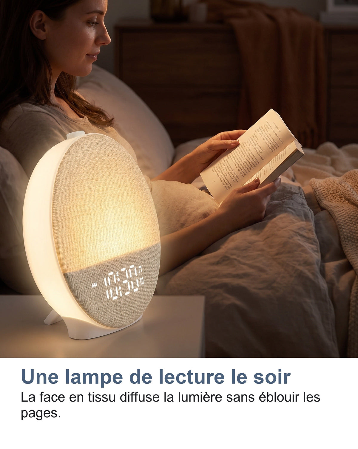 Le réveil lumineux utilisé comme lampe de lecture au lit