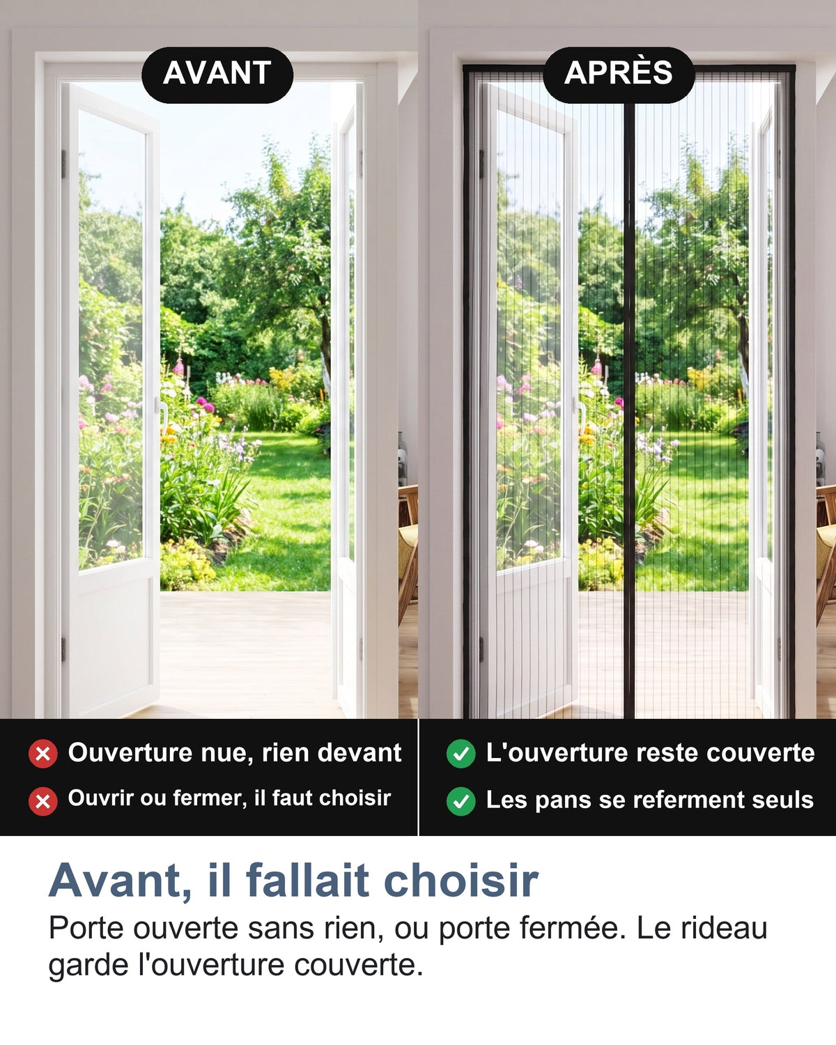 Avant, il fallait choisir Porte ouverte sans rien, ou porte fermée. Le rideau garde l'ouverture couverte.
