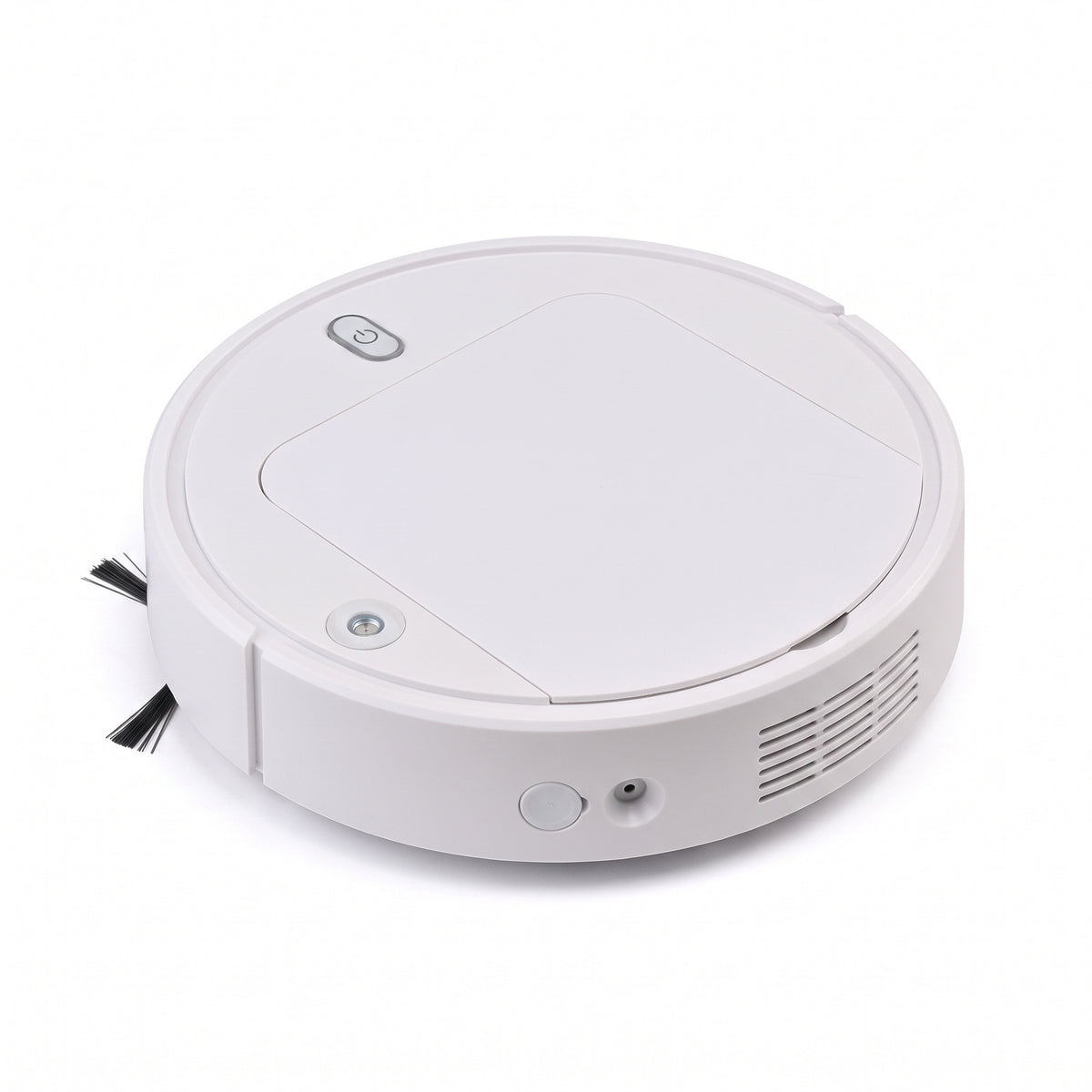 Robot aspirateur laveur blanc, vue de dessus