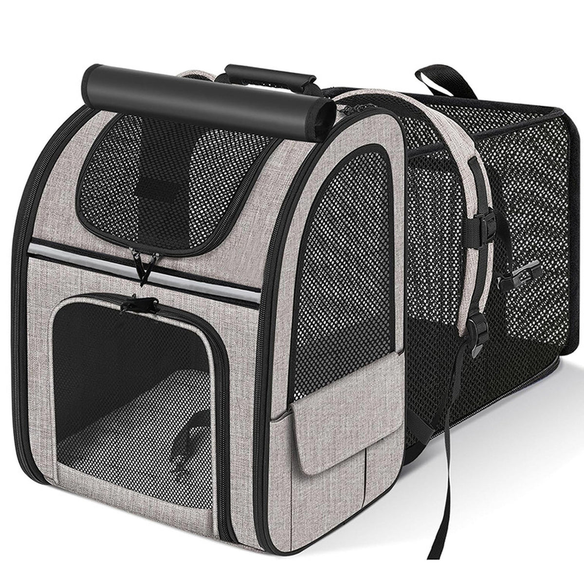 Sac de transport pour animaux, coloris Gris et noir