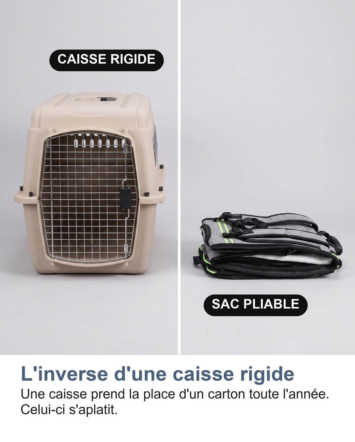 Caisse de transport rigide et sac de transport pliable